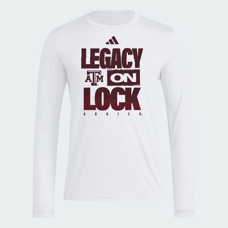 Texas A&M Aggies 2026 Legacy On Lock On-Court Long Sleeve Pregame T-Shirt 1