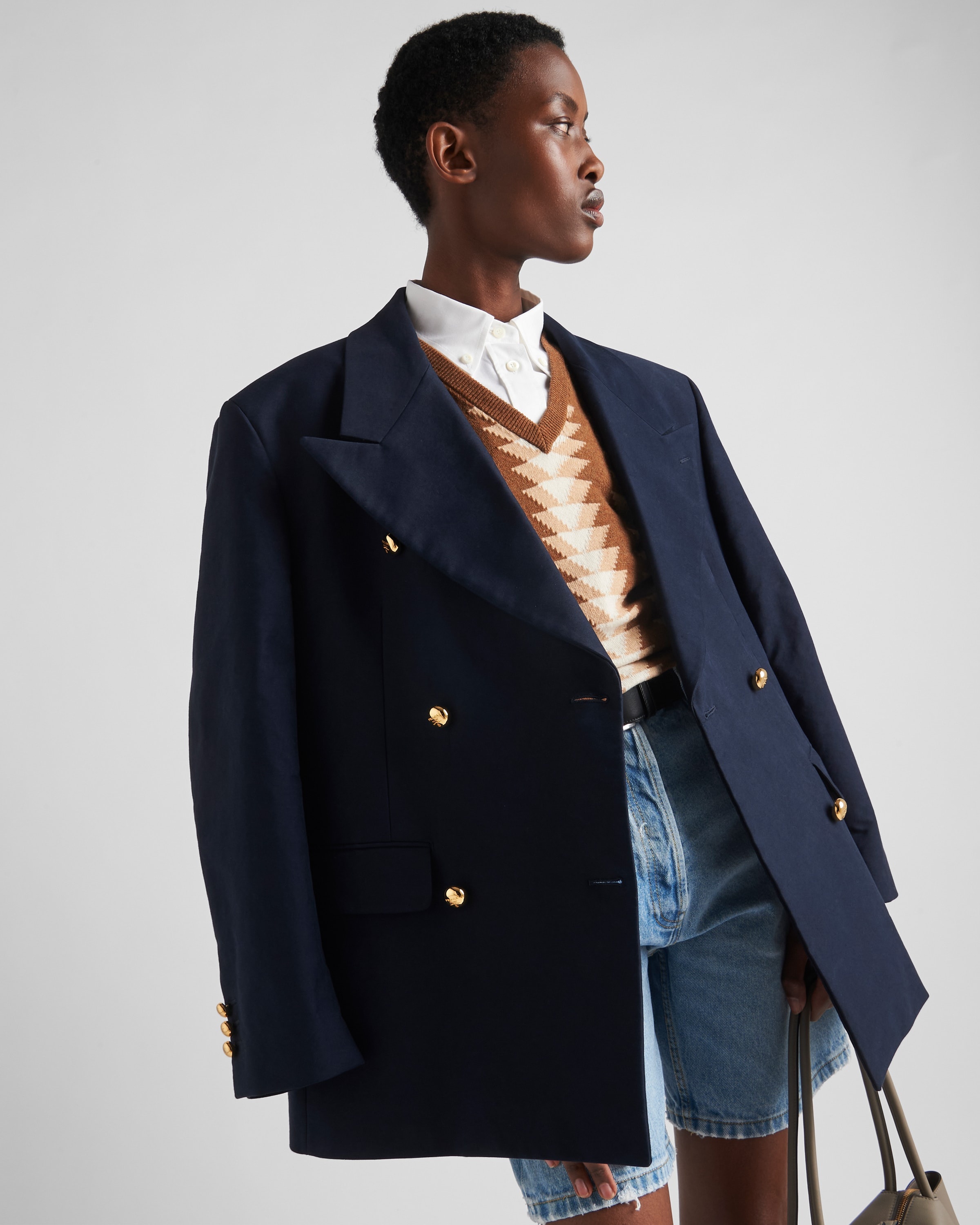 Double-breasted cotton satin jacket - 3