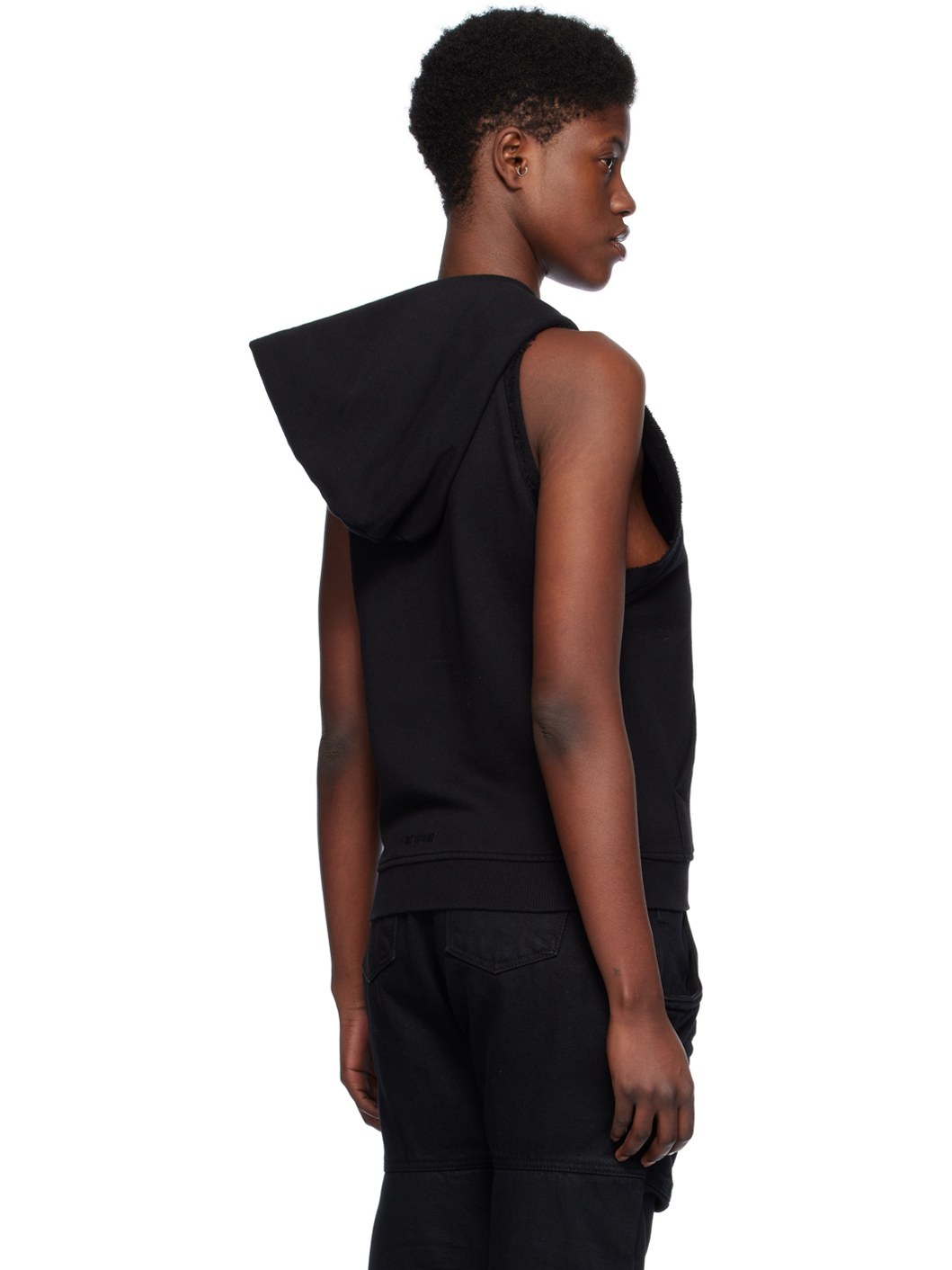 Black Sleeveless Hoodie - 3