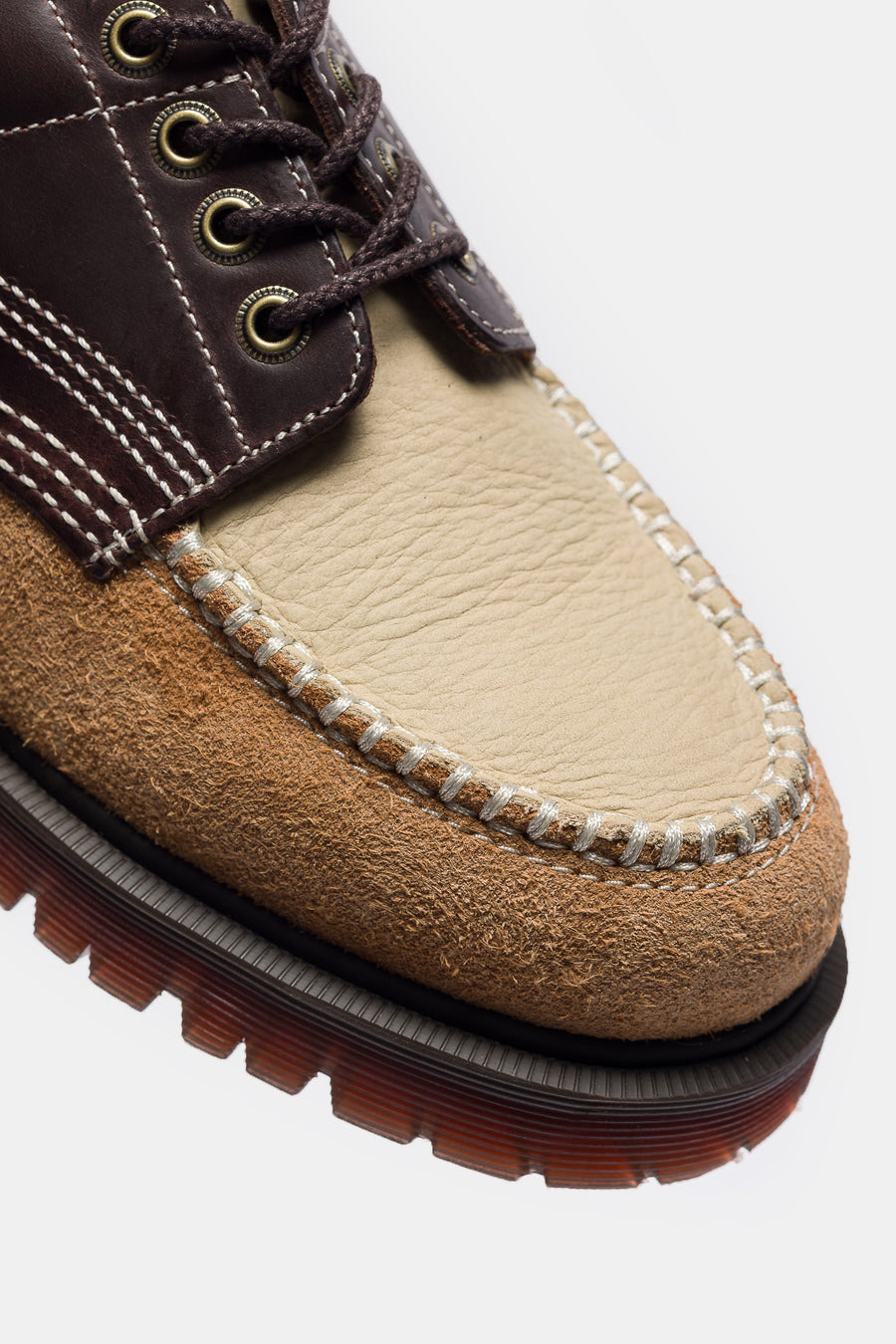 Lowell Moc Toe Shoe in Dark Brown/Light Tan/Desert Brown - 6