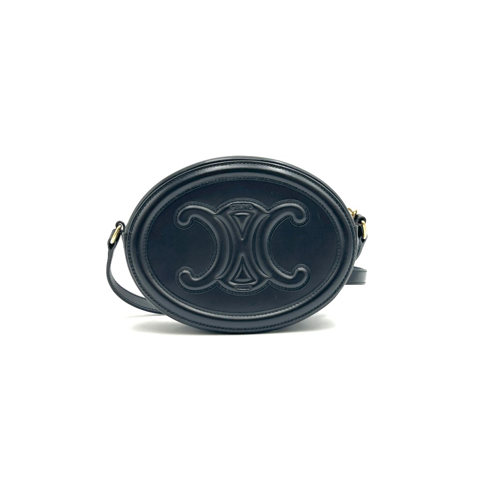 Celine Black Quilt Triomphe Oval Bag Large - 3