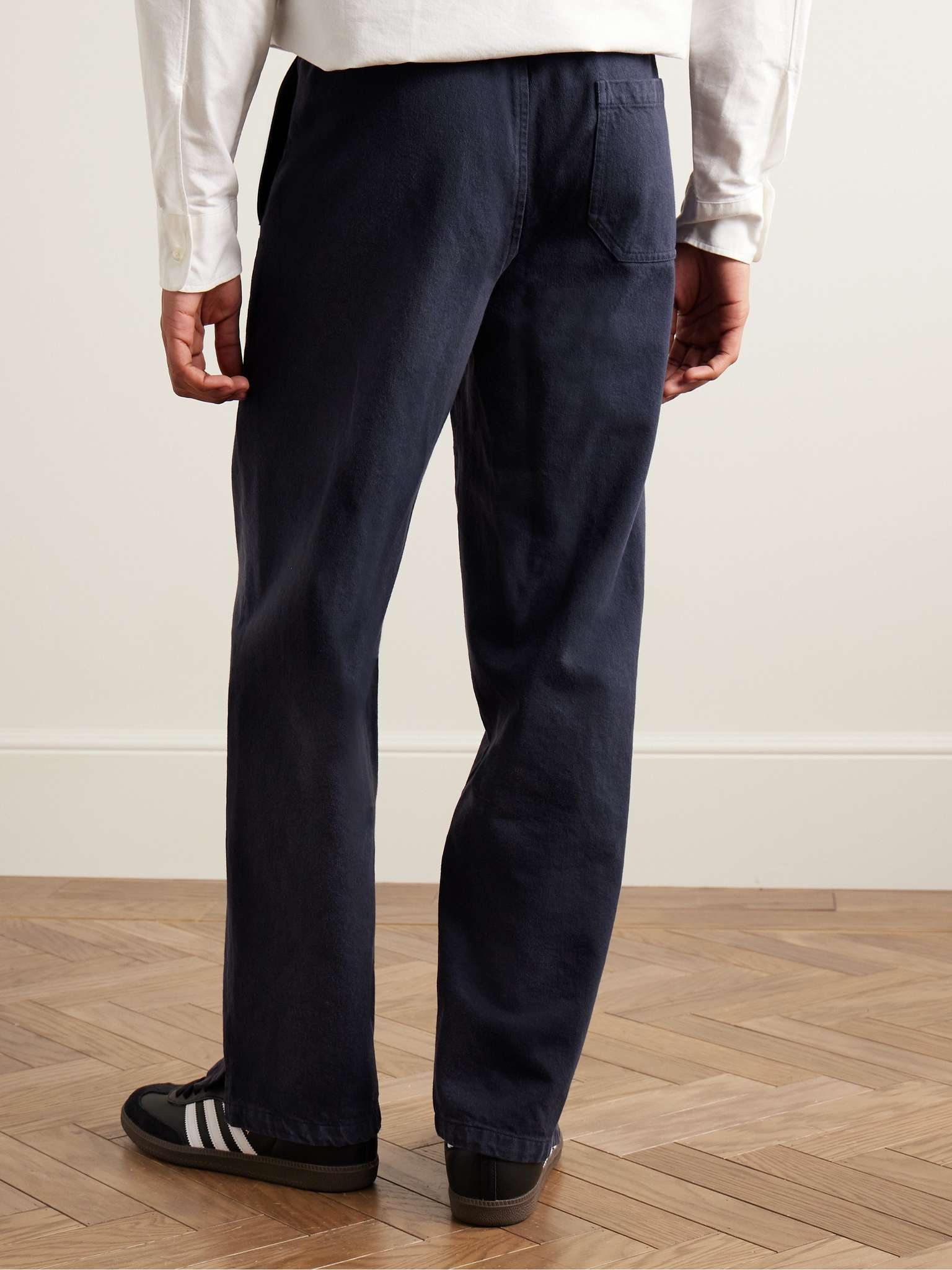 Vincent Straight-Leg Cotton-Twill Drawstring Trousers - 4
