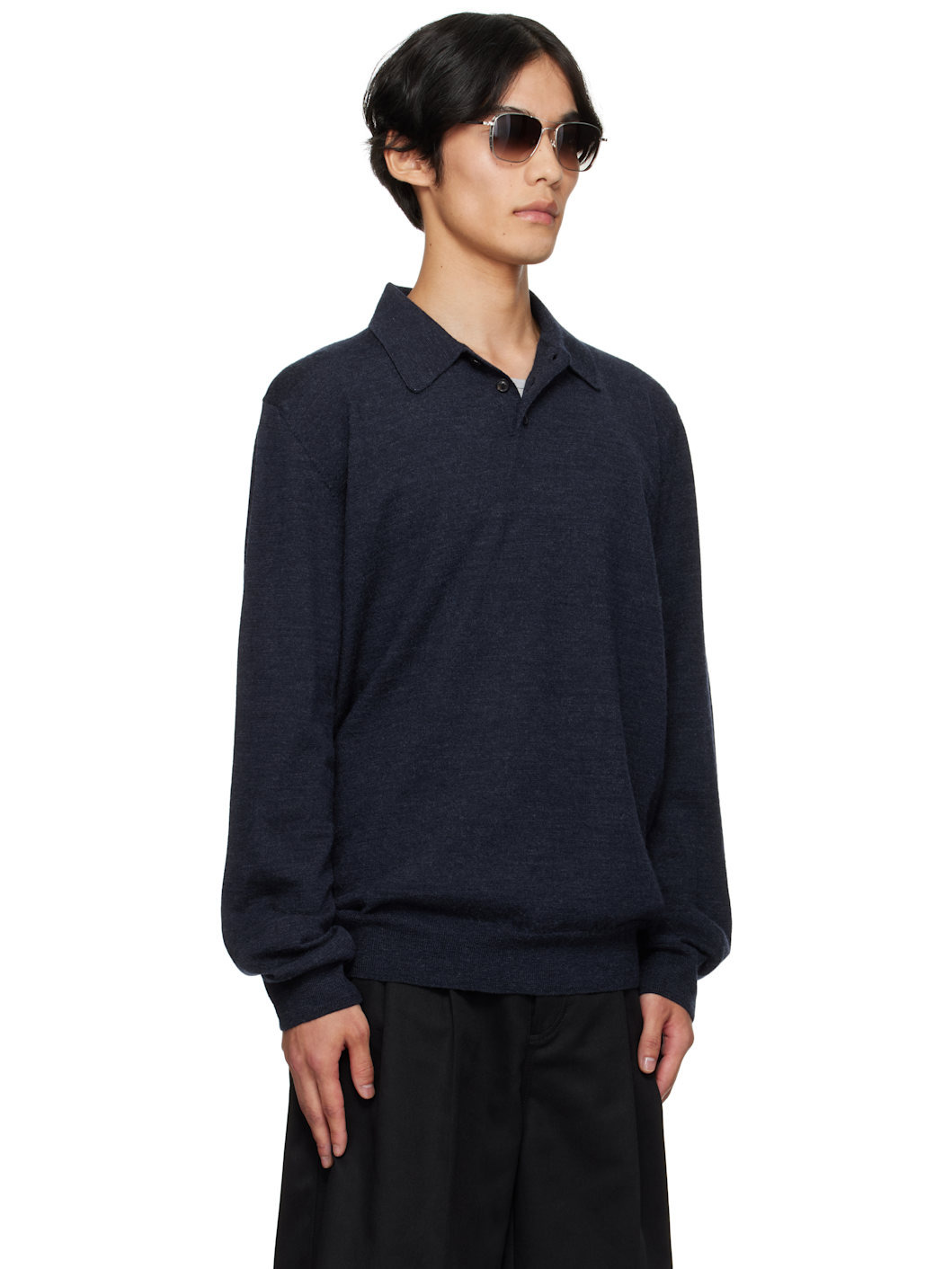Navy Suede Elbow Patch Polo - 2