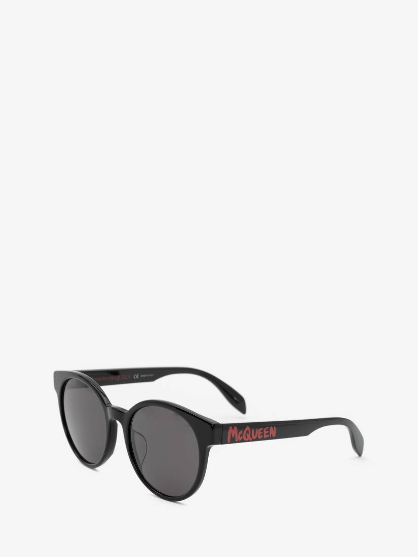Mcqueen Graffiti Round Sunglasses in Black/grey - 3