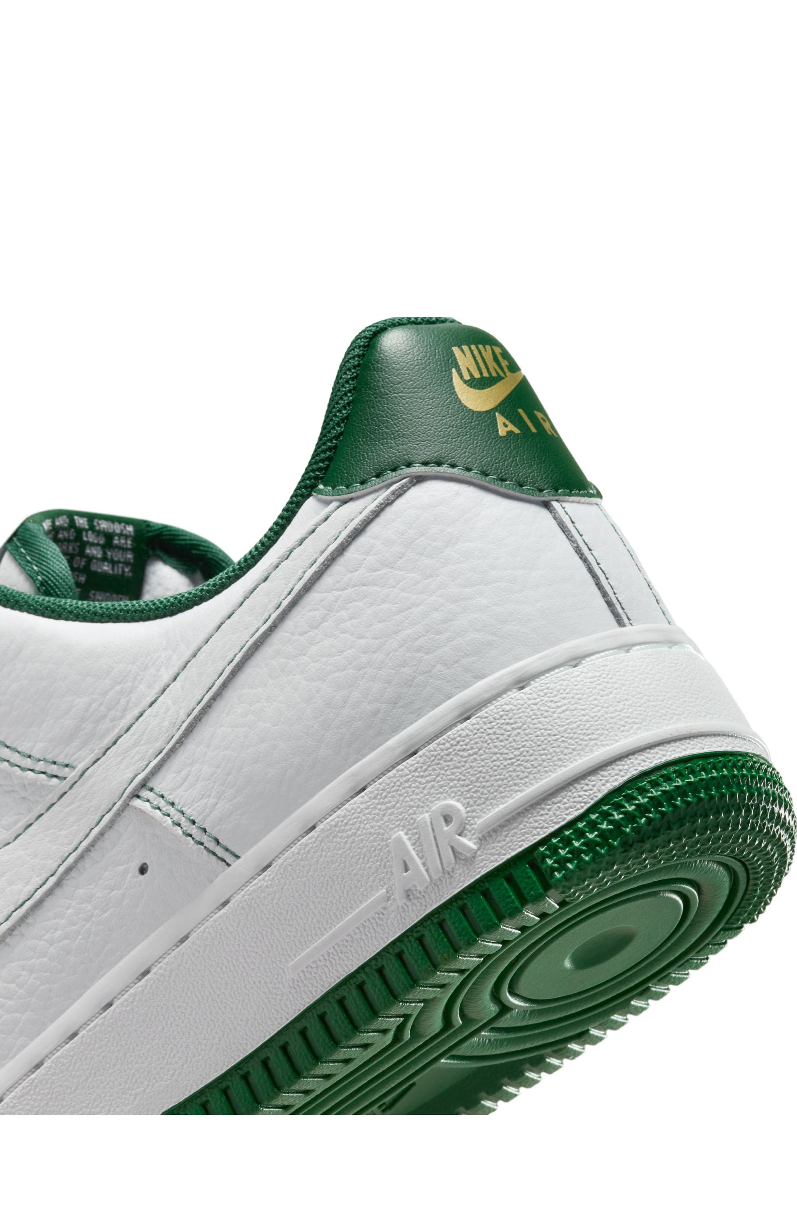 Nike Air Force 1 '07 Sneaker in White/Green/Gold at Nordstrom - 8