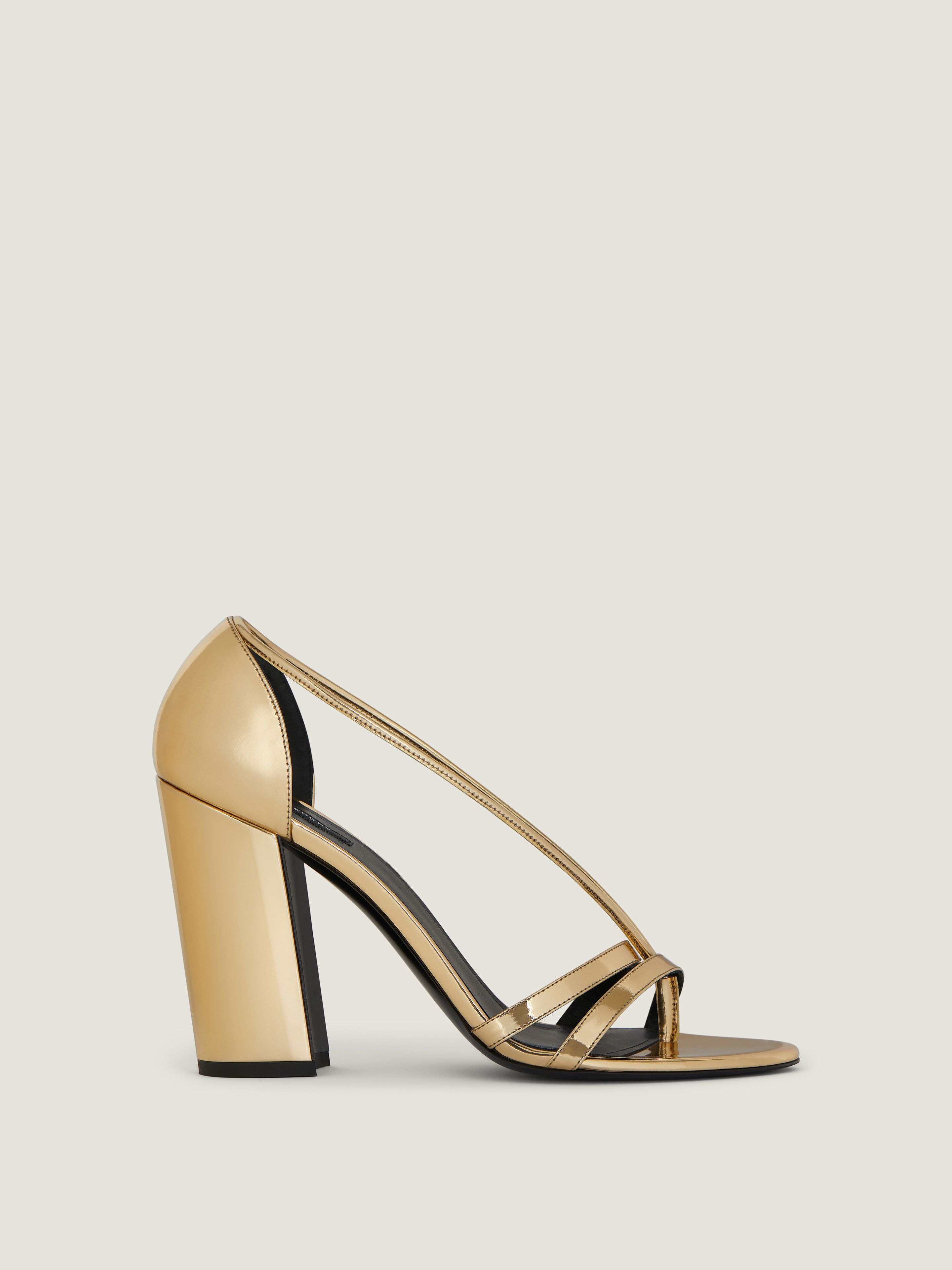 BLOCK HEELED SANDALS IN MIRROR EFFECT LEATHER - 3