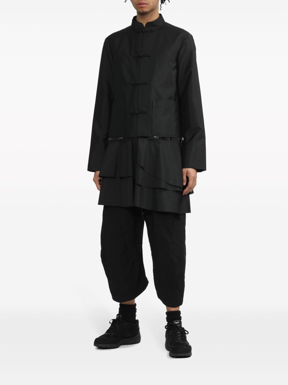 cut-out wool-blend coat - 2