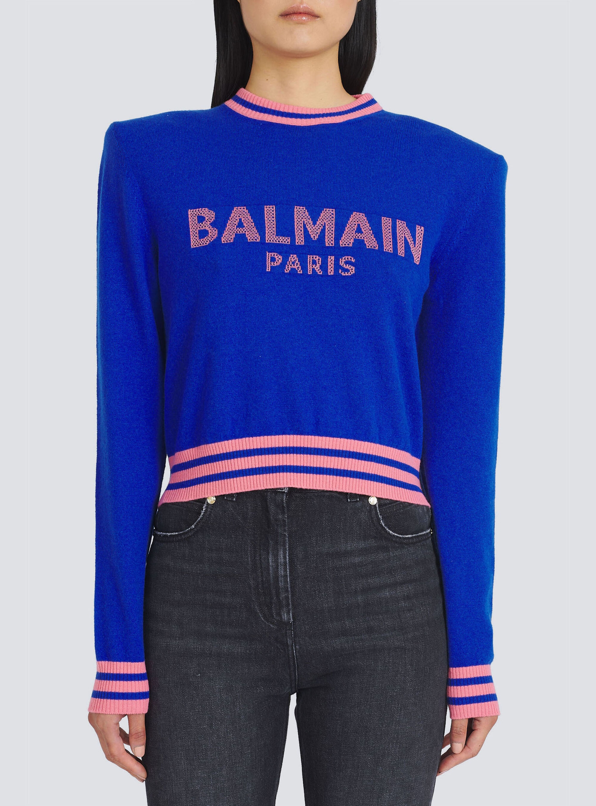 Cropped wool sweatshirt with Balmain logo - 6