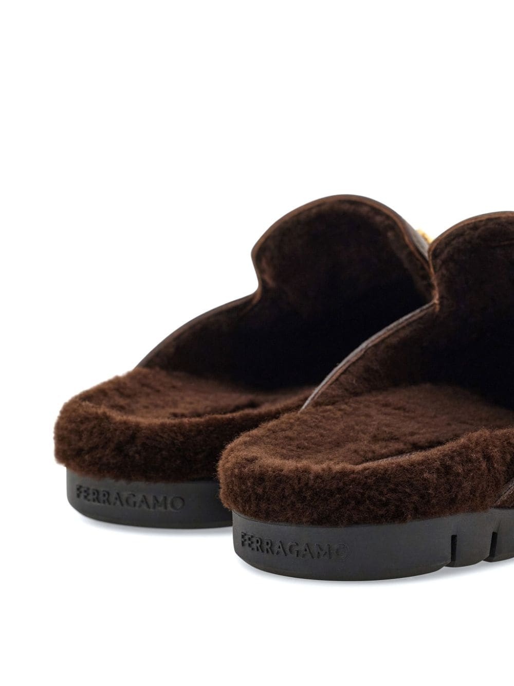 Gancini wool and leather mules - 3