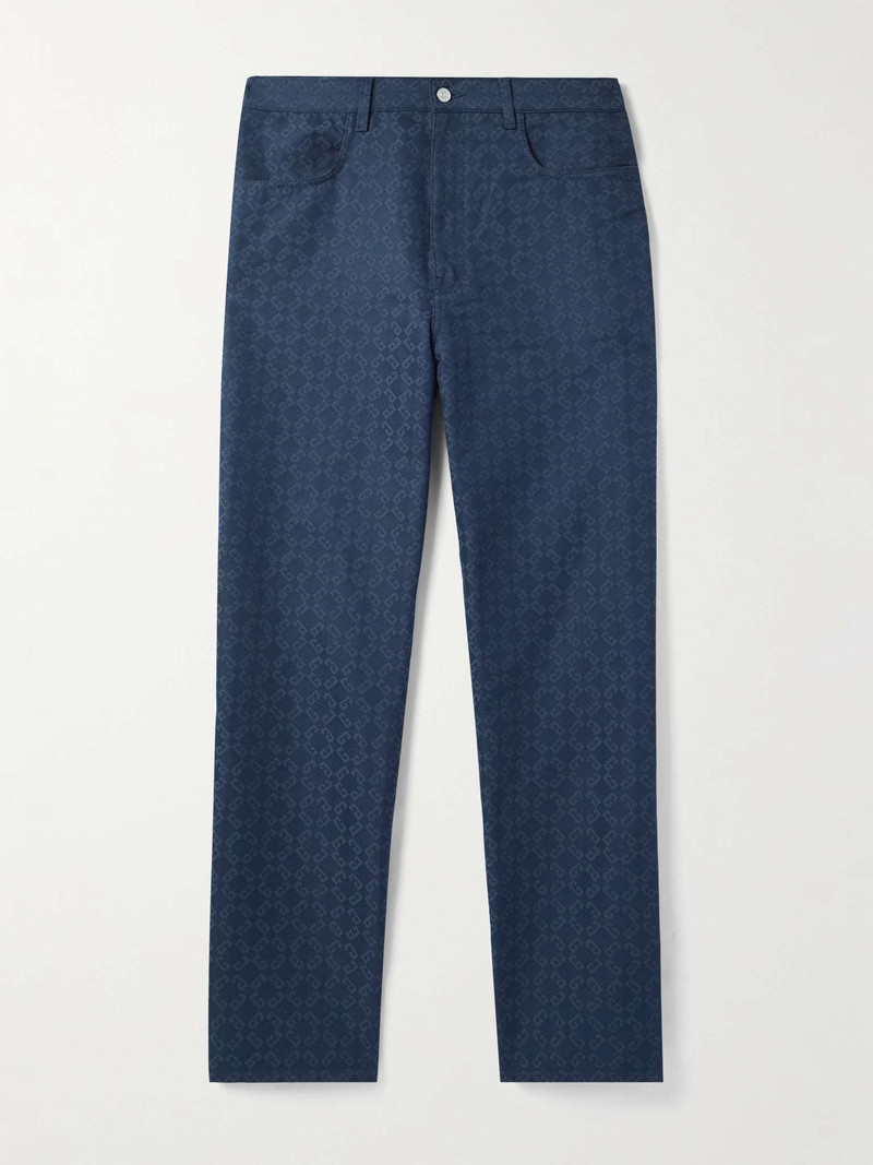 Straight-Leg Logo-Jacquard Cotton-Blend Trousers - 1