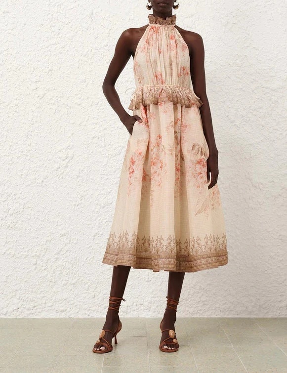 Zimmermann ILLUMINATE HALTER MIDI DRESS | REVERSIBLE