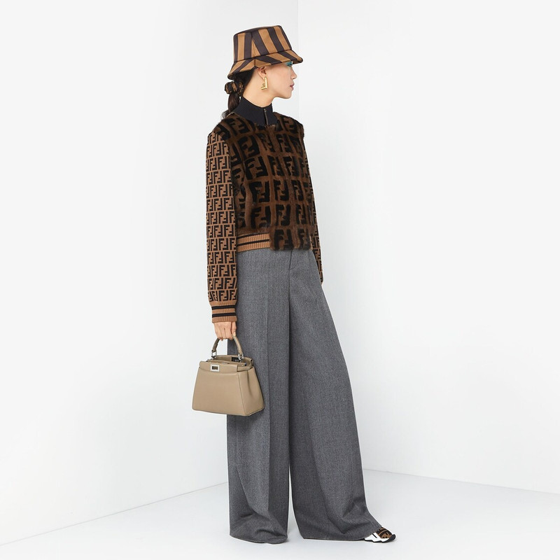 FENDI Knit and inlaid mink fur bomber jacket outlook