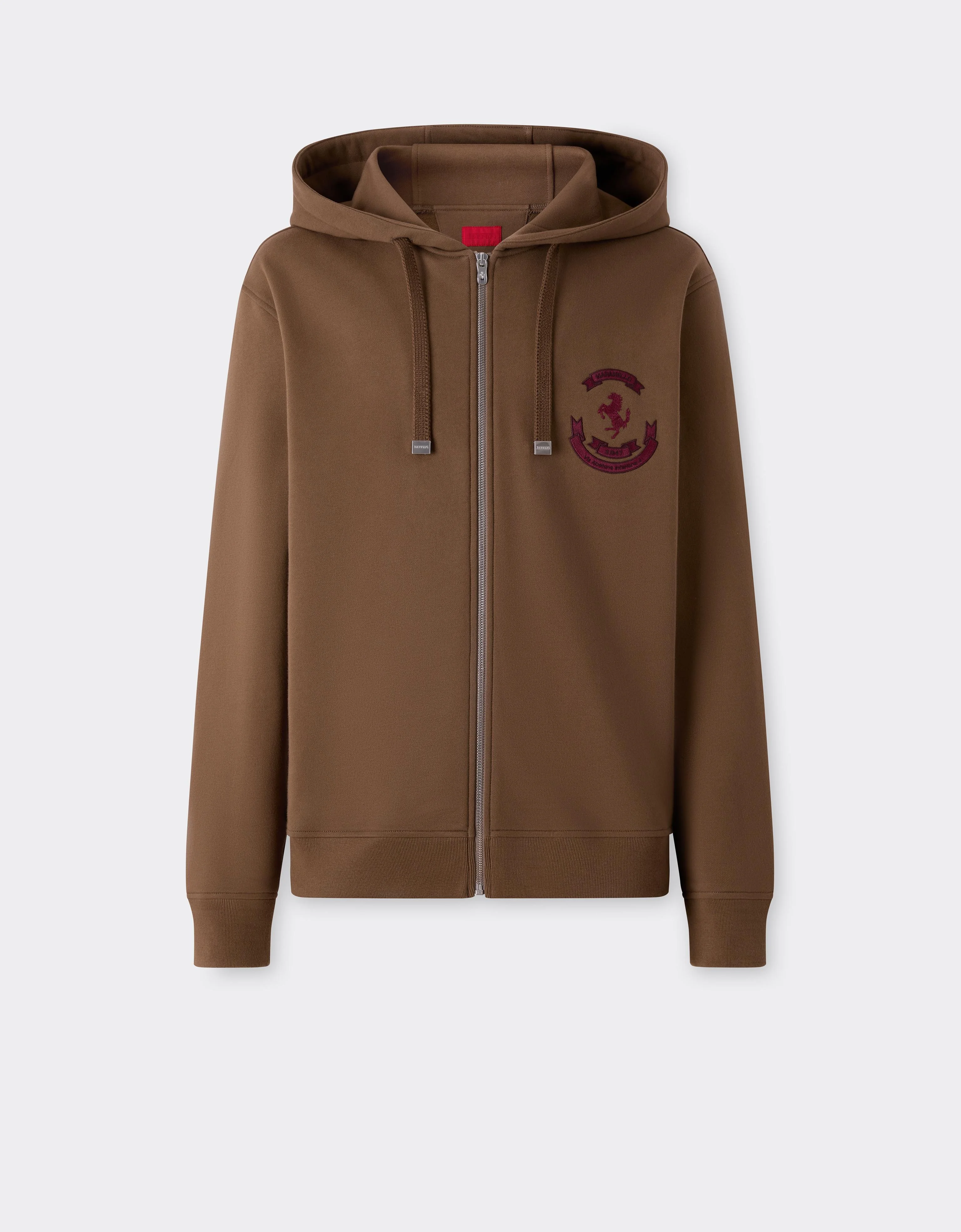 Cotton Hooded Sweatshirt with Prancing Horse - 1