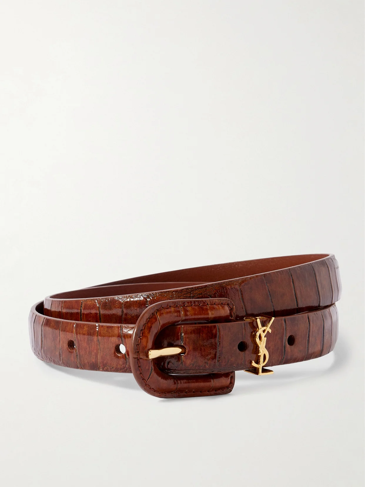 Cassandre Embellished Croc-effect Leather Belt - 1