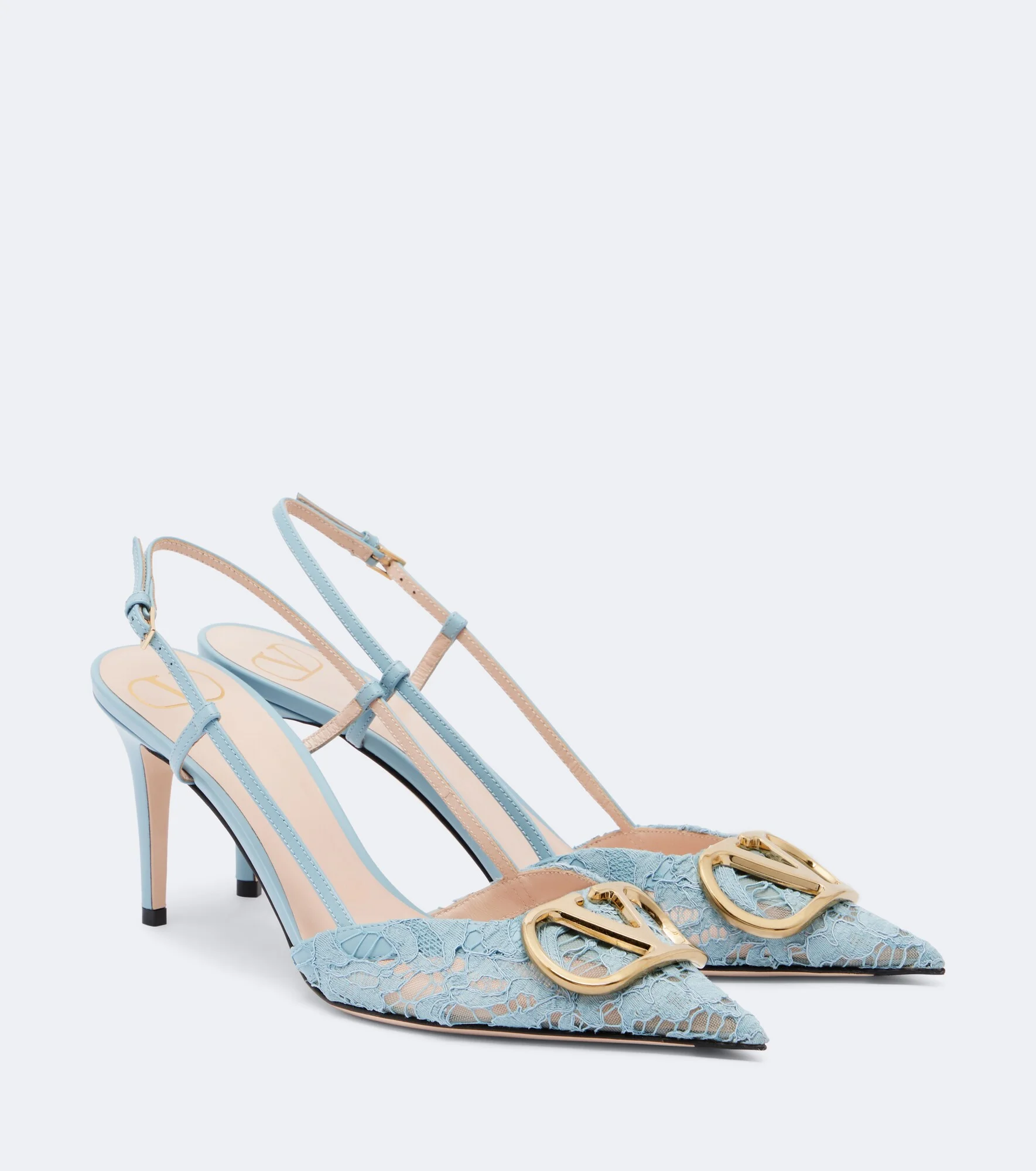 VLogo lace slingback pumps - 1