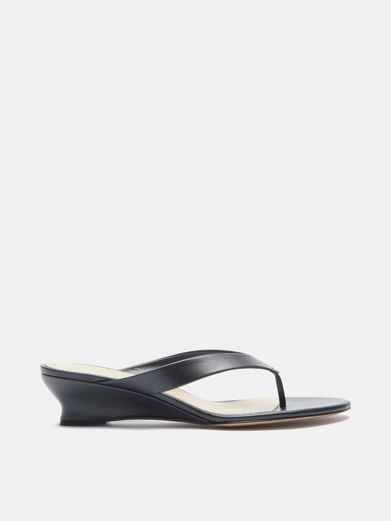 Micro Wedge Thong / Black Leather - 1