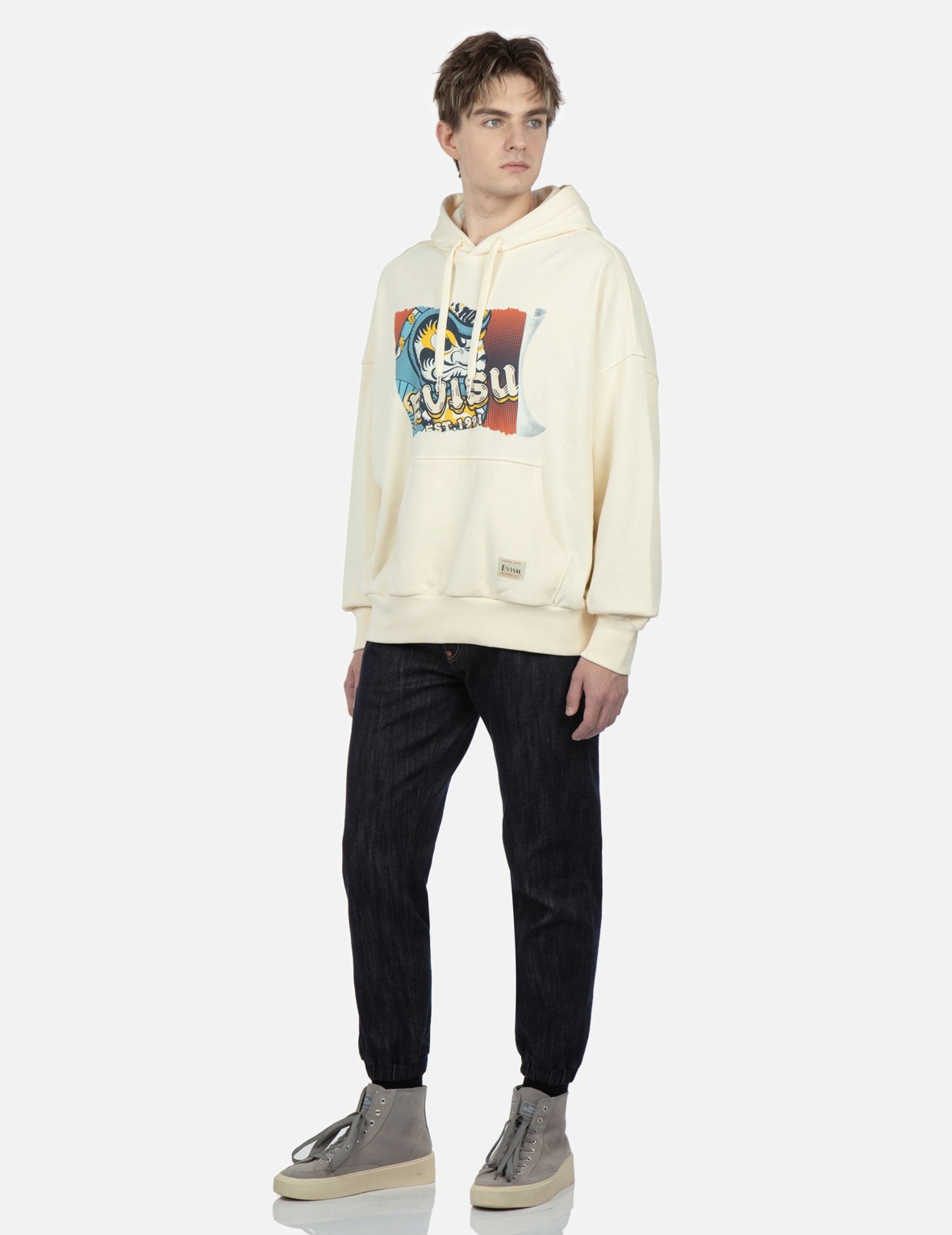 FORTUNE CAT STACKING DARUMA DAICOCK DENIM JOGGER PANTS - 4