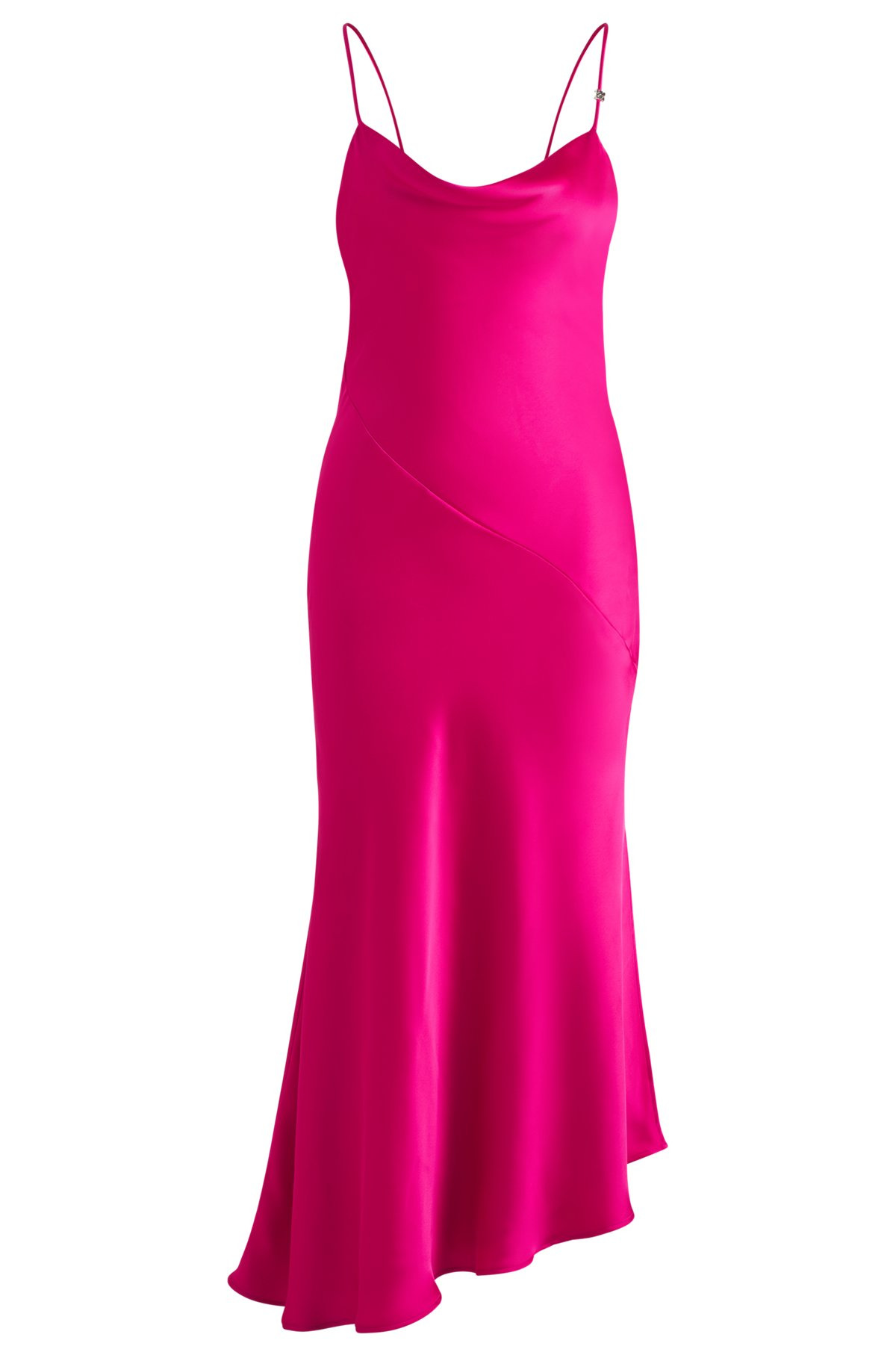 SATIN DRESS WITH ASYMMETRIC HEMLINE - 1