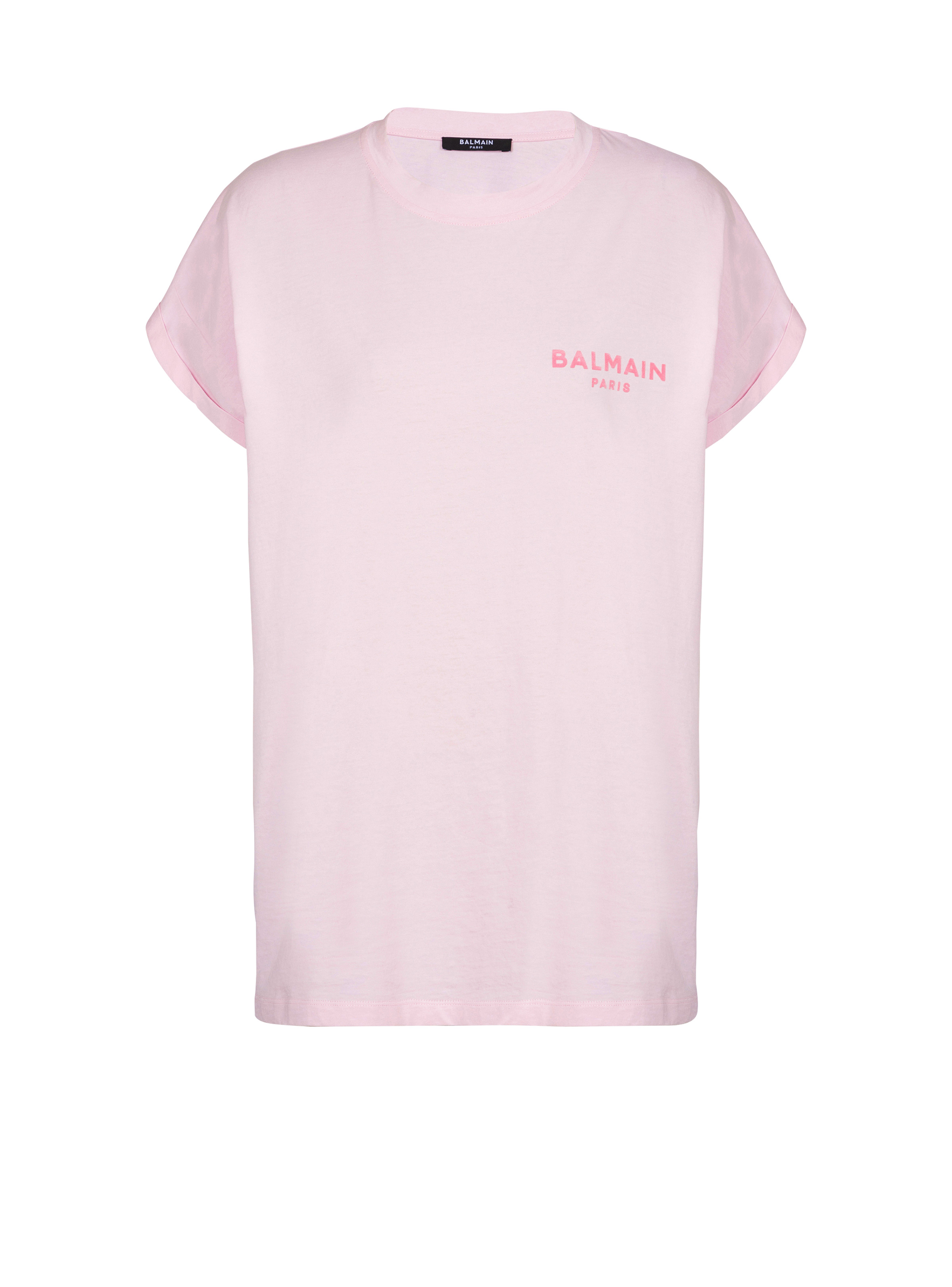 T-shirt with flocked Balmain Paris logo - 1