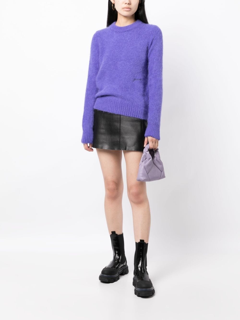 brushed-effect crew-neck jumper - 2