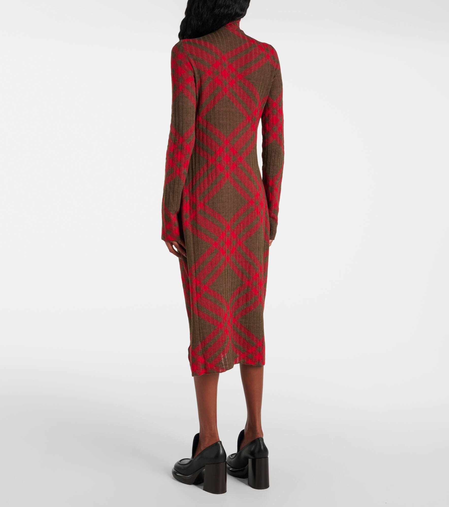 Burberry Check ribbed-knit midi dress - 3