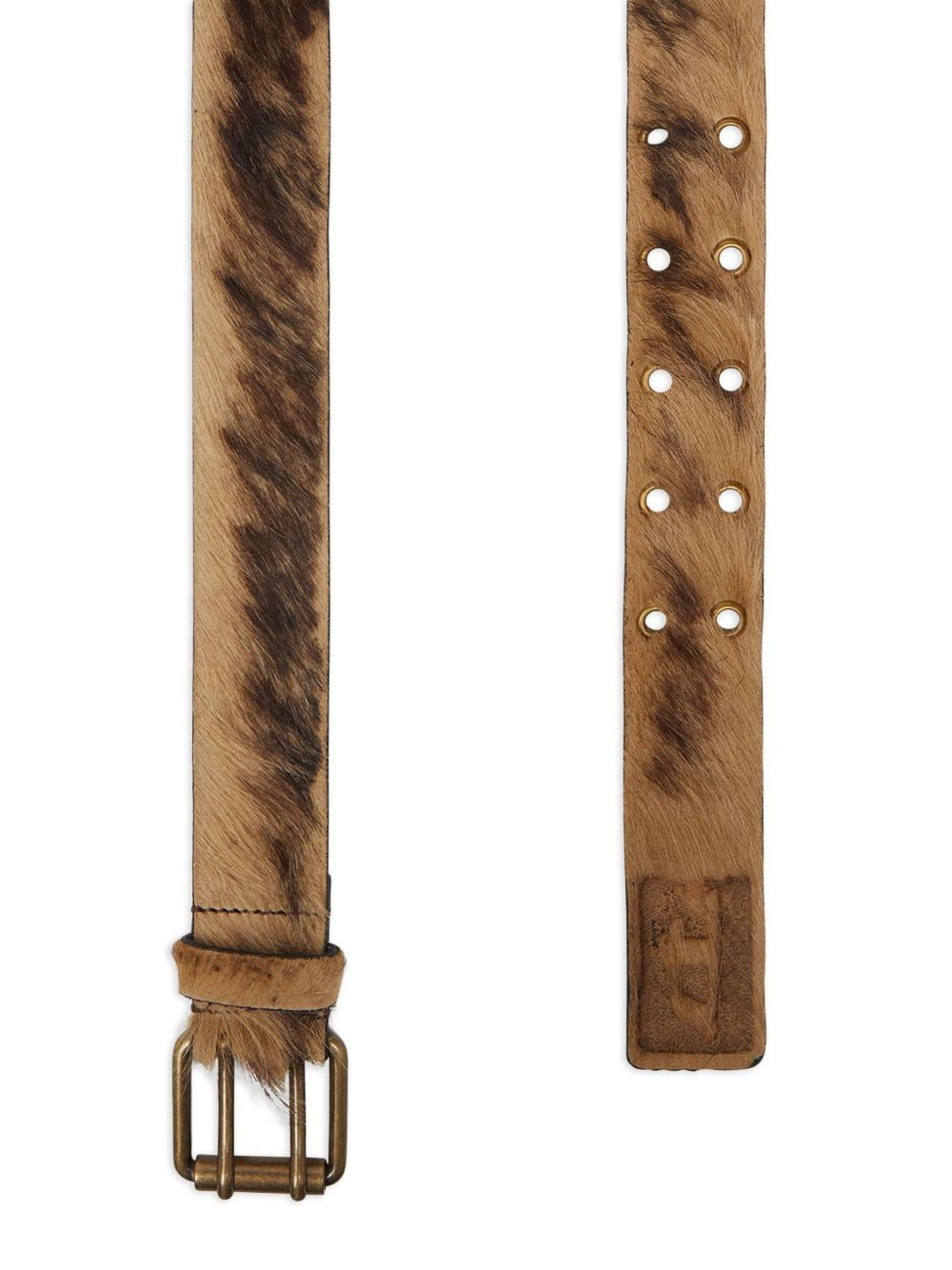 long-hair leather buckle belt - 3