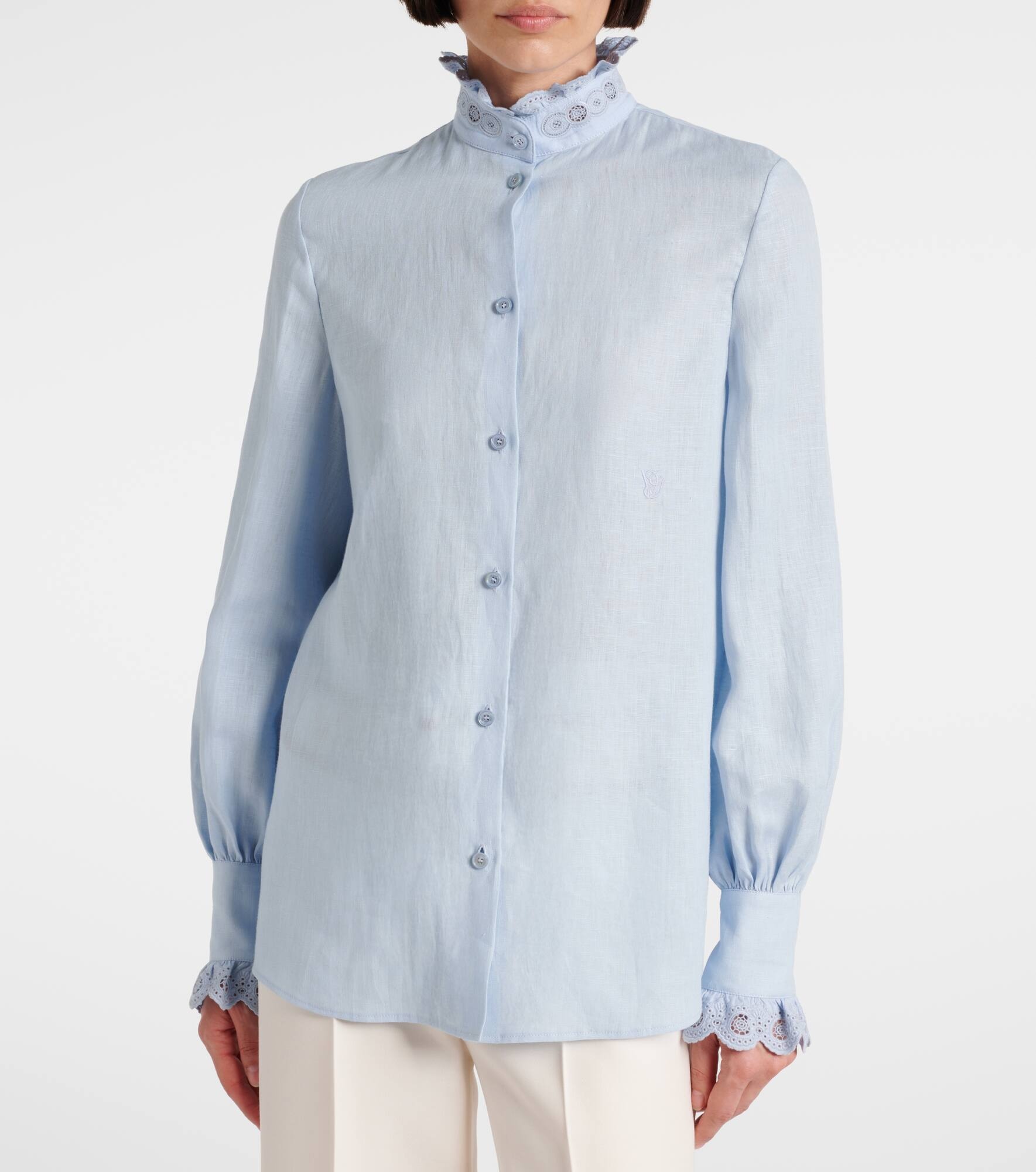 Broderie anglaise linen shirt - 7
