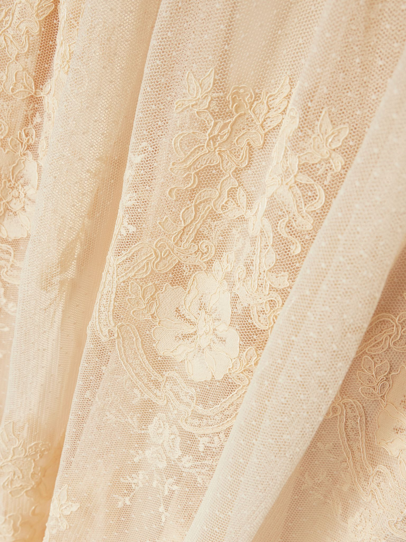 Hypnotic gathered flocked lace maxi skirt Cream - 4