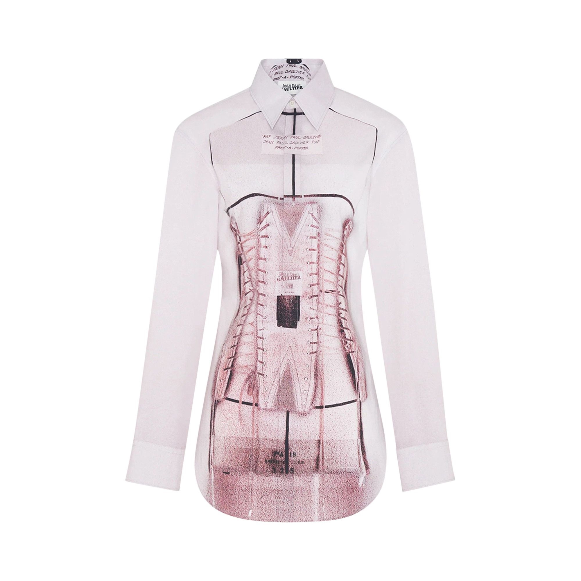 Jean Paul Gaultier Trompe-L'Oeil Corset Shirt 'Dusty Pink/White/Black' - 1