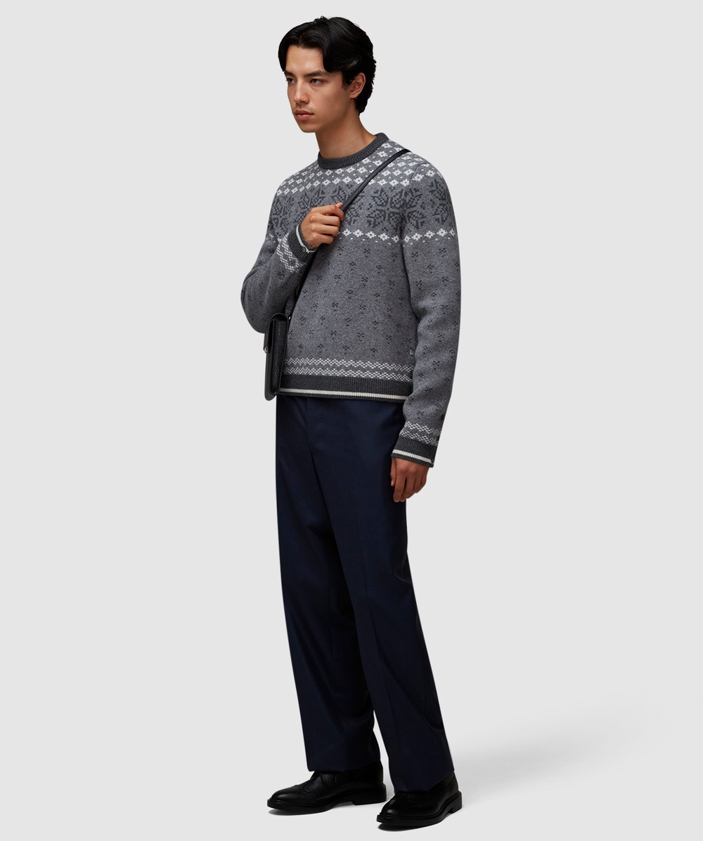 Snowflake fair isle jacquard knit sweater - 7