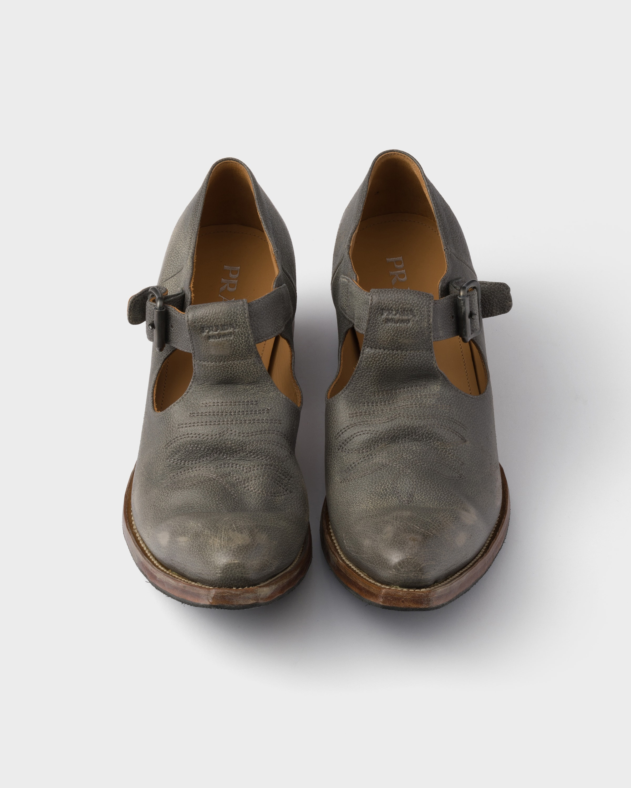 Antiqued leather shoes with buckle - 3