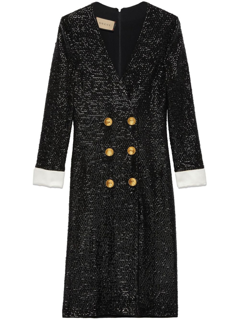 sequin-embellished V-neck midi dress - 1