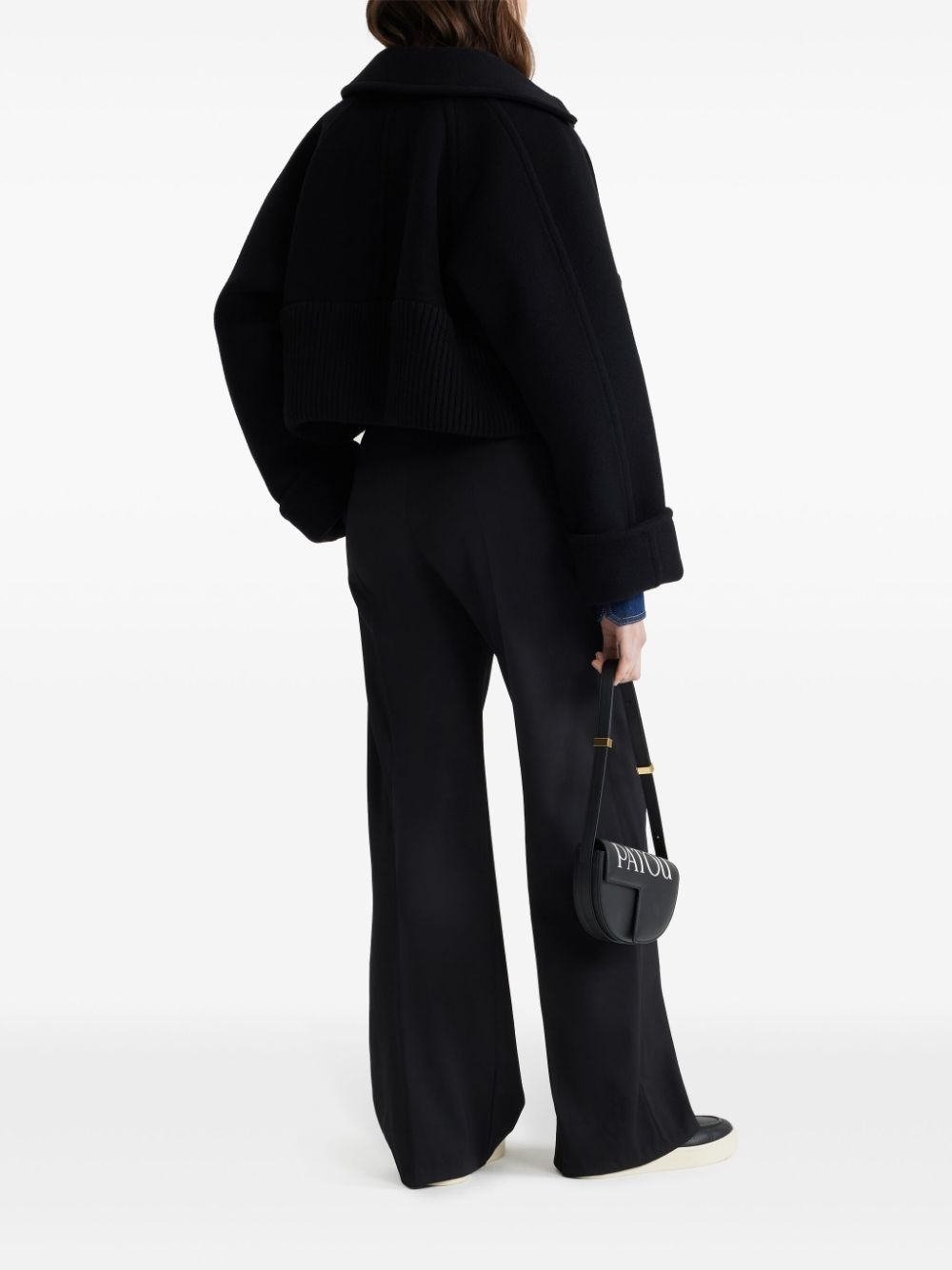 rib-waist cropped coat - 3