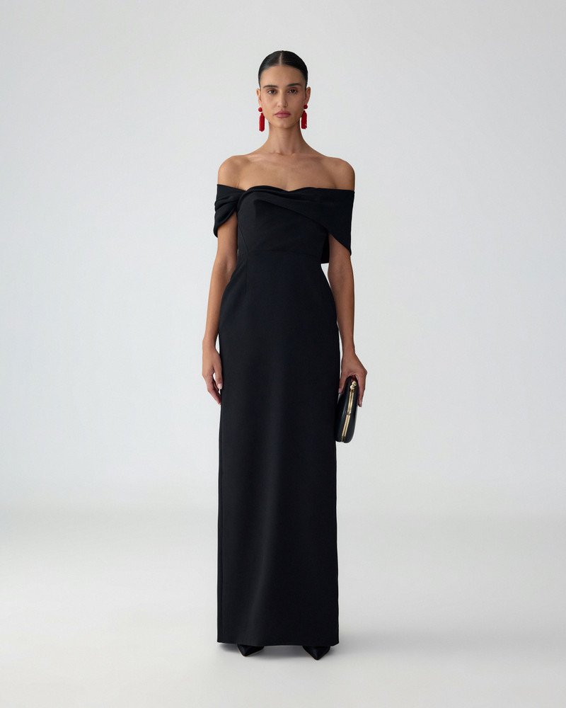 CAROLINA HERRERA Draped Off-Shoulder Column Gown outlook