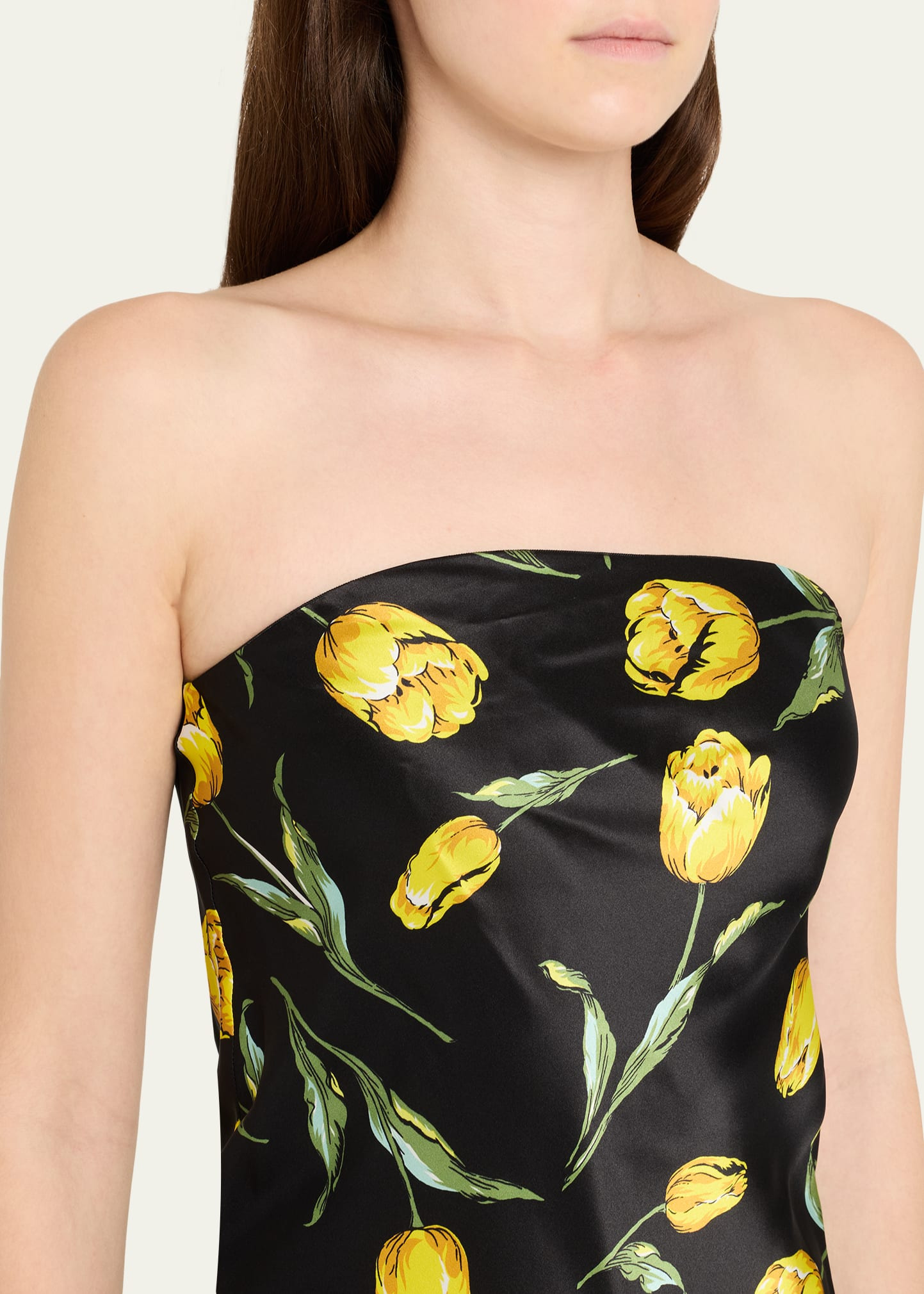 Floral-Print Satin Strapless Maxi Dress - 5