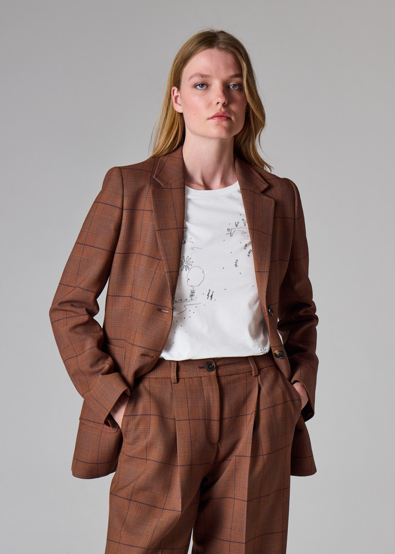 Women's Brown Check Jacket 5