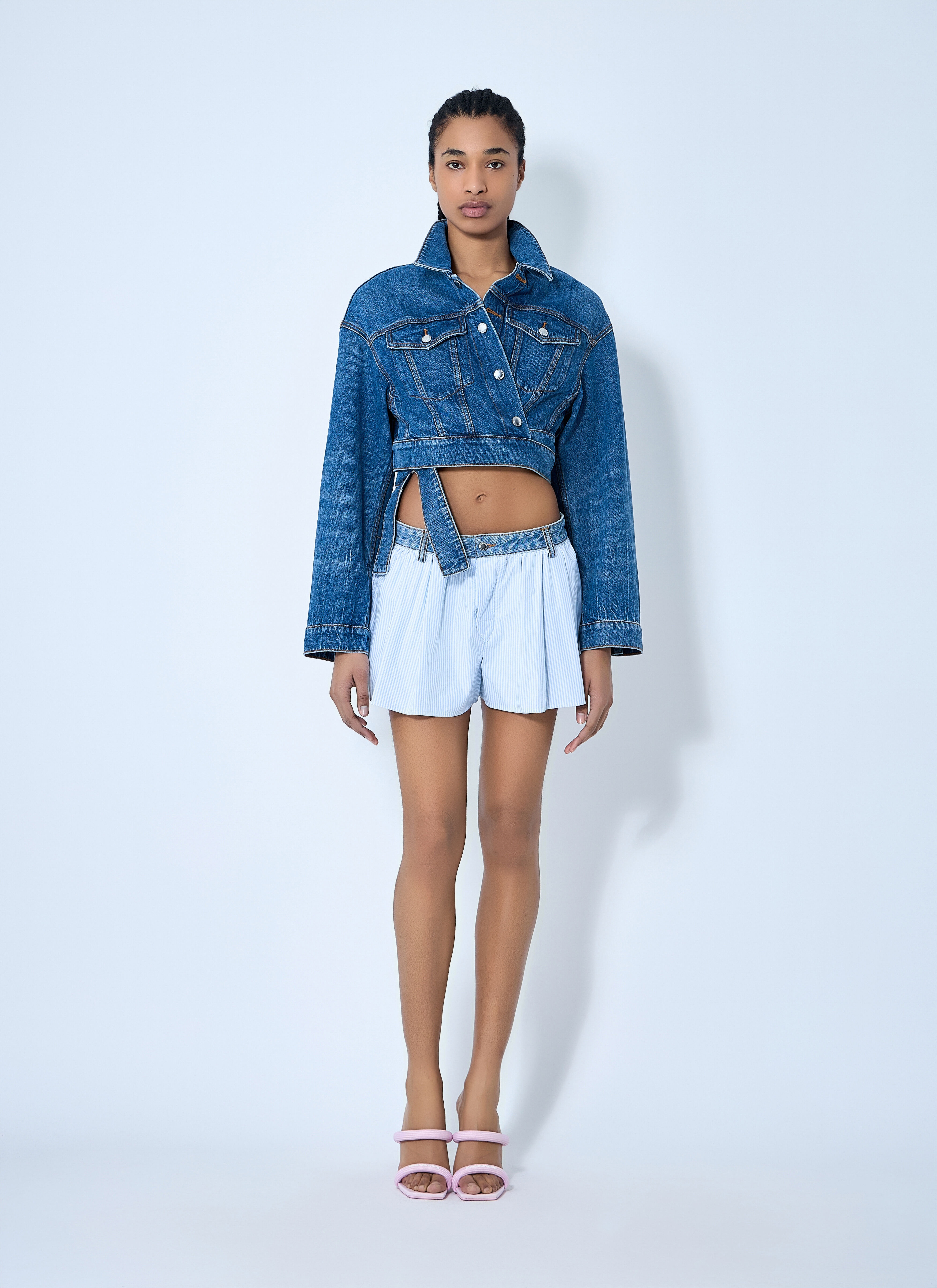Denim Waistband Shorts - 2