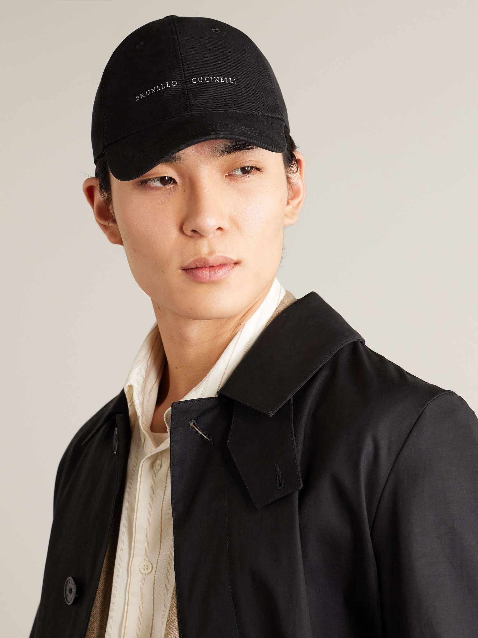 Logo-Embroidered Leather-Trimmed Cotton-Twill Baseball Cap - 2