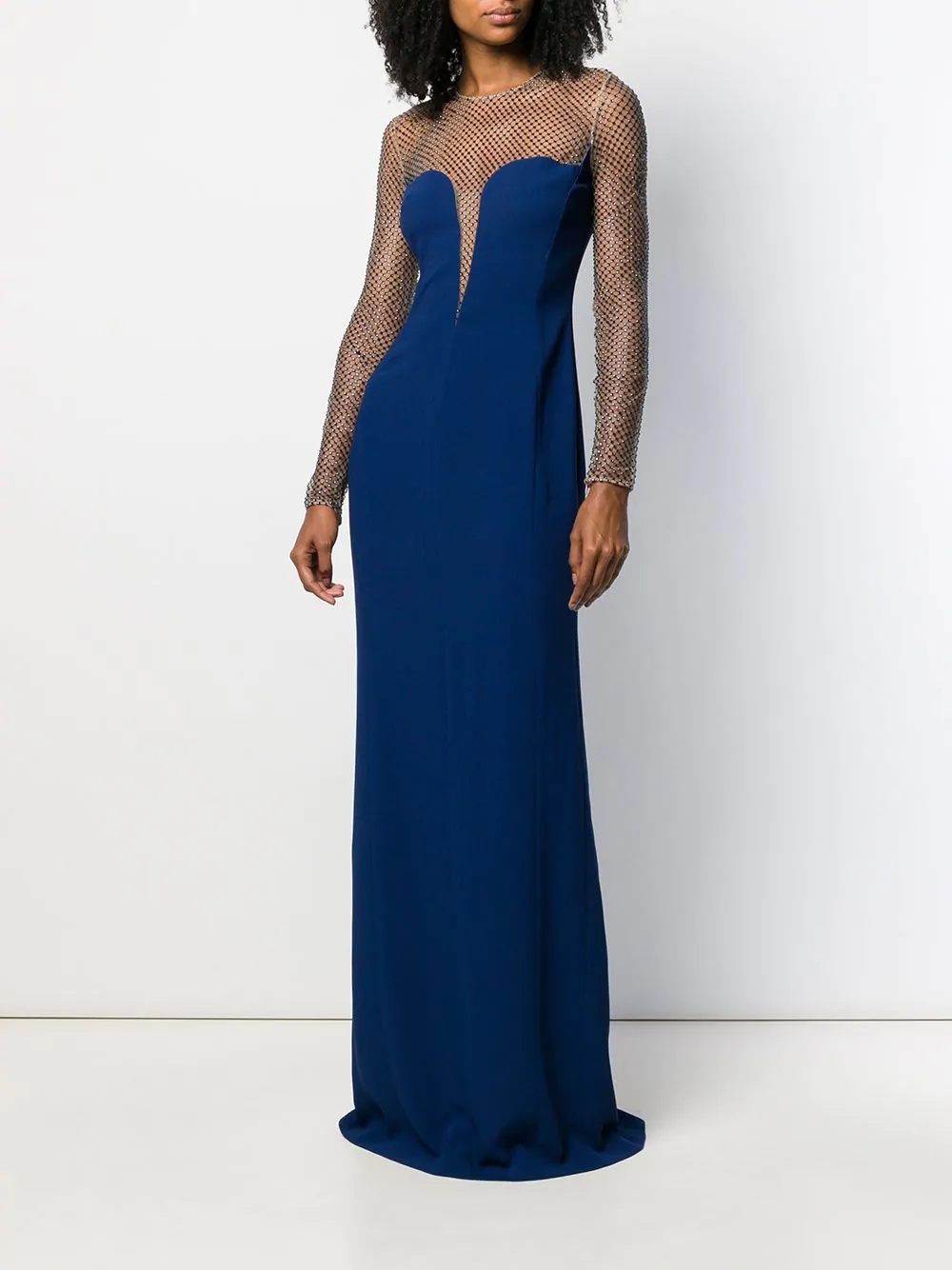 beaded panel evening dress - 2