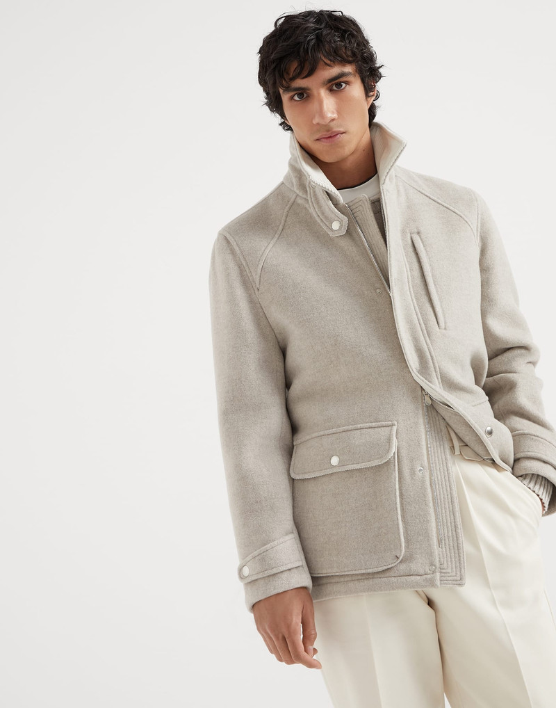 Virgin 모직과 cashmere 두 배 피복 분야 재킷 코드로이 삽입 1