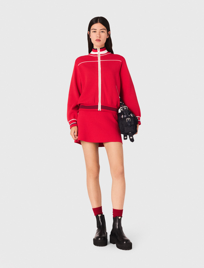 maje Zipped cardigan with elastic waist outlook