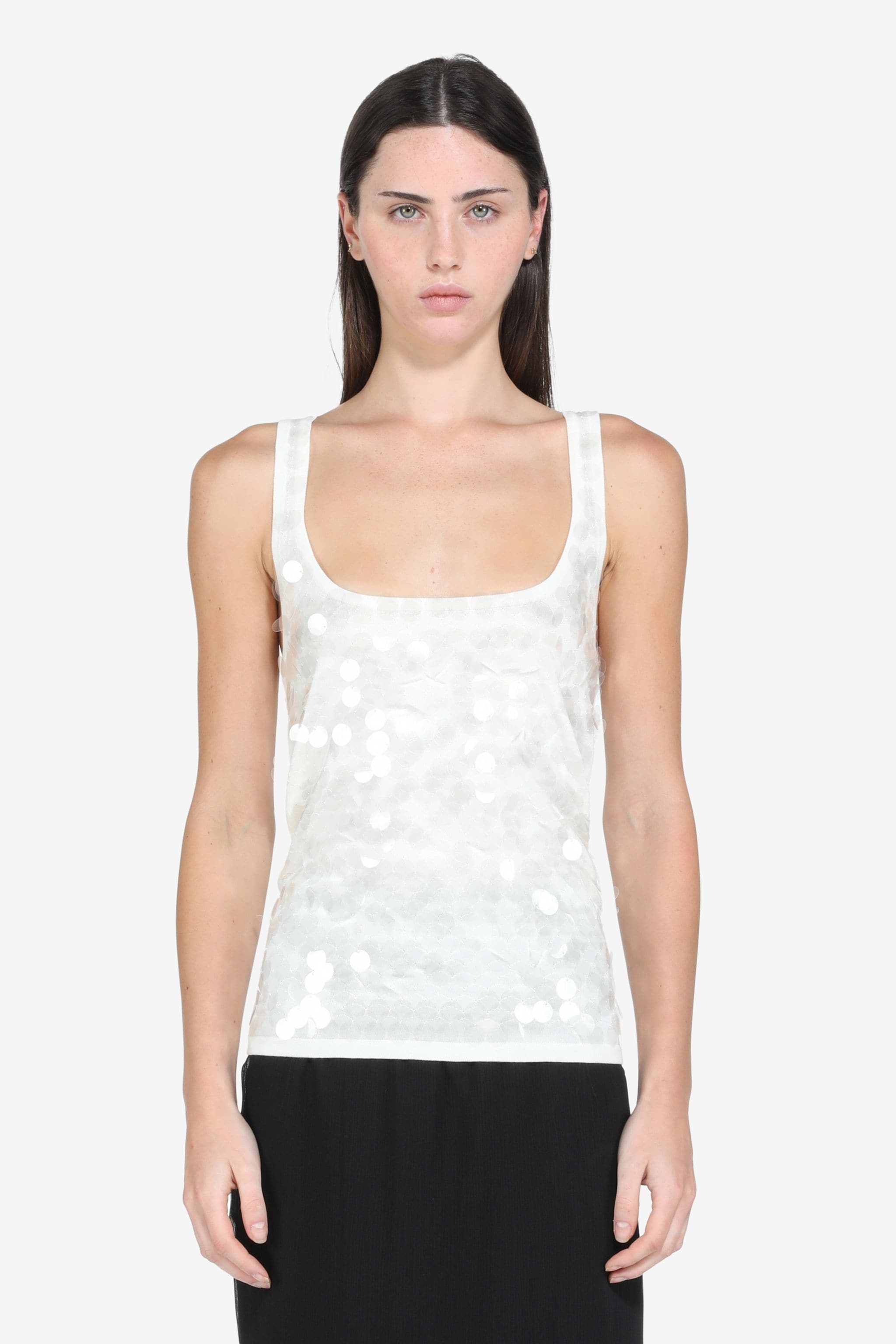 SEQUIN COTTON TANK TOP - 1