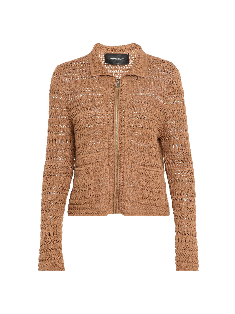 Women's Textured Open Knit Jacket - Vimini 1