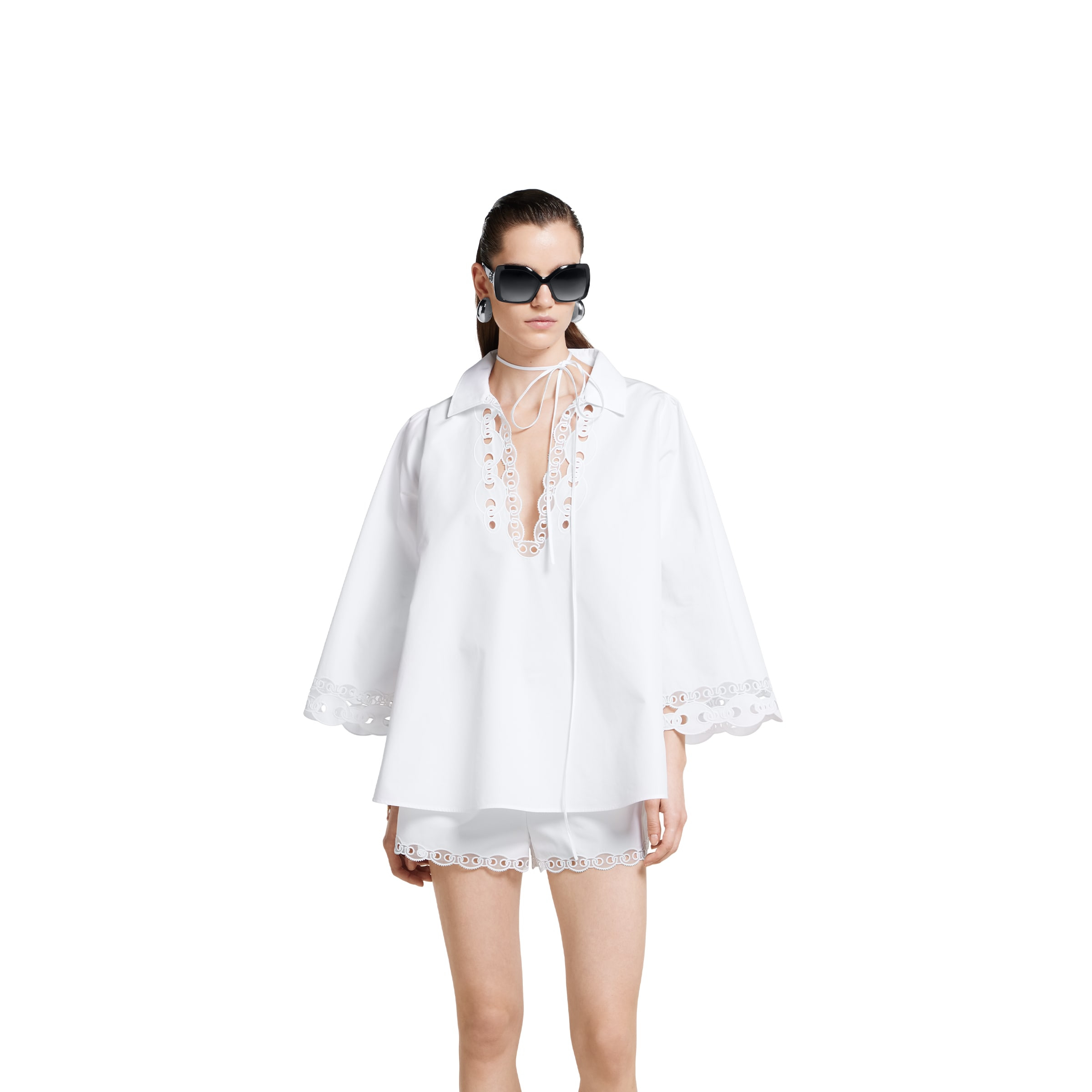 Cotton poplin shirt with embroidery - 3
