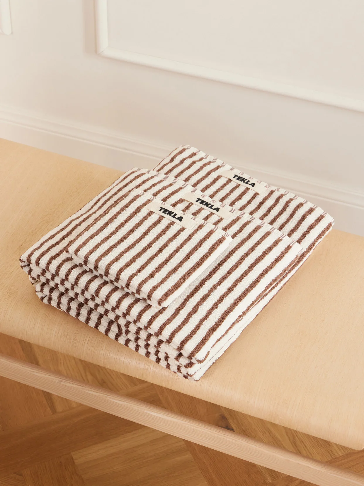 Set Of Three Striped Organic Cotton-terry Towels - 1