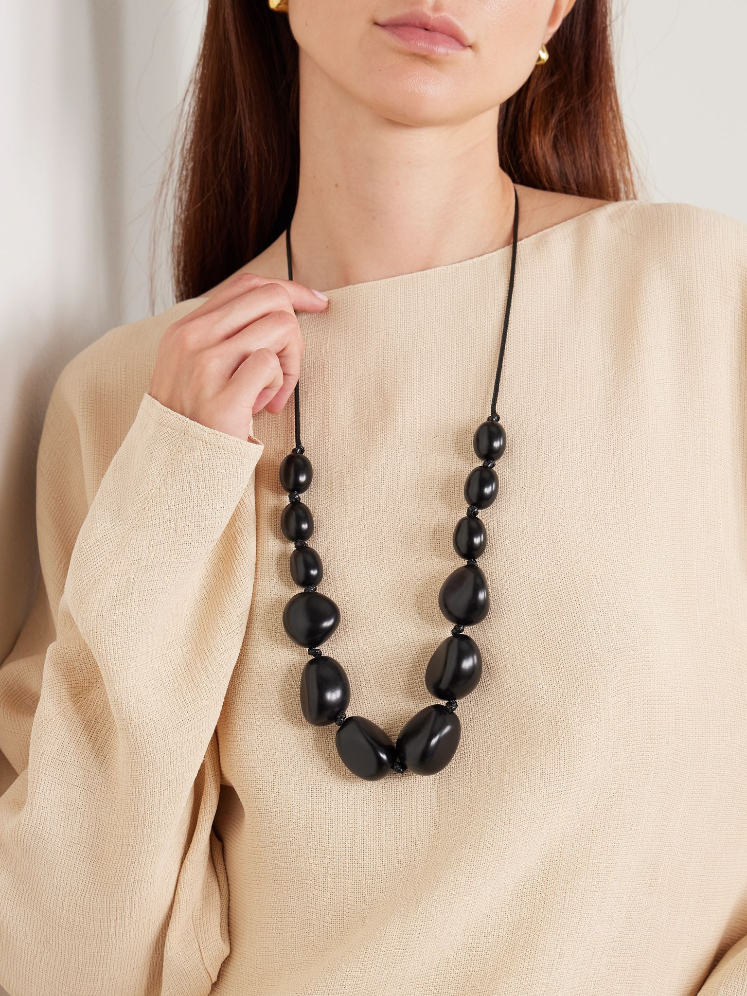 The Statement tagua and leather necklace Black - 5