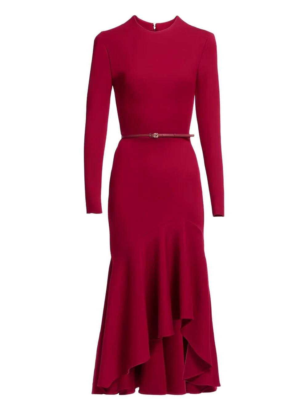 ruffled belted midi dress - 1