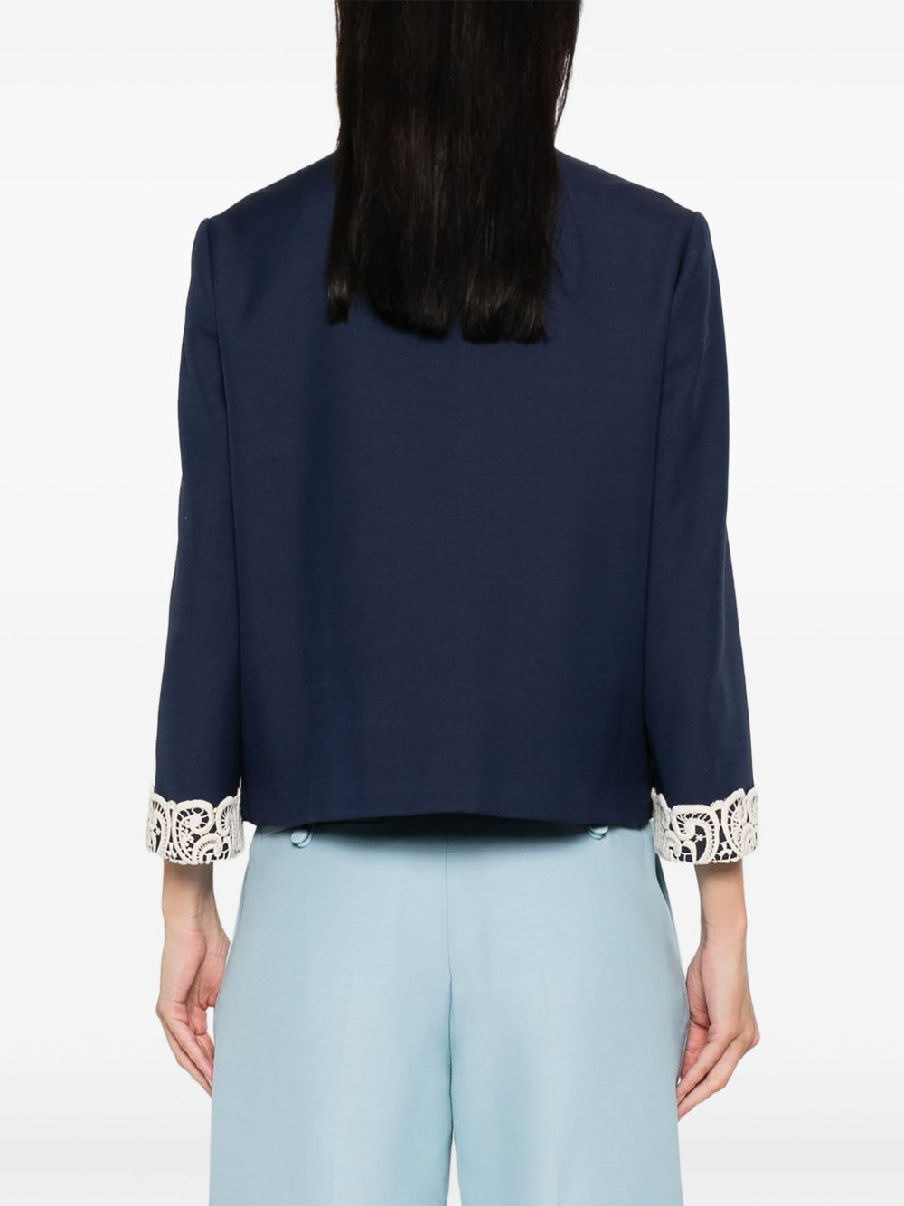 lace-trimmed button-detail jacket - 4