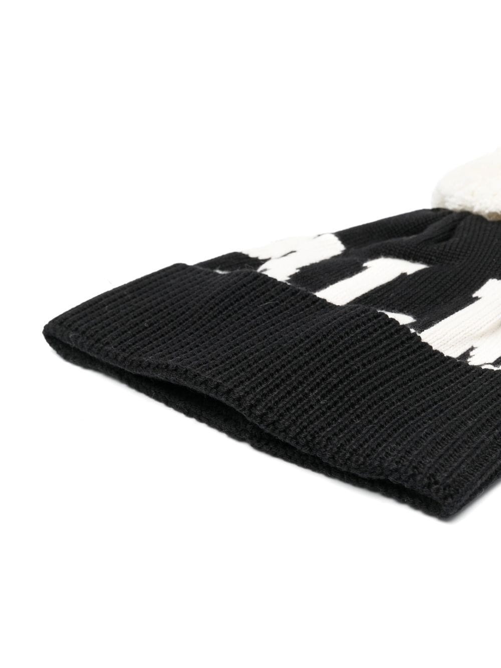 logo knitted pompom beanie - 2