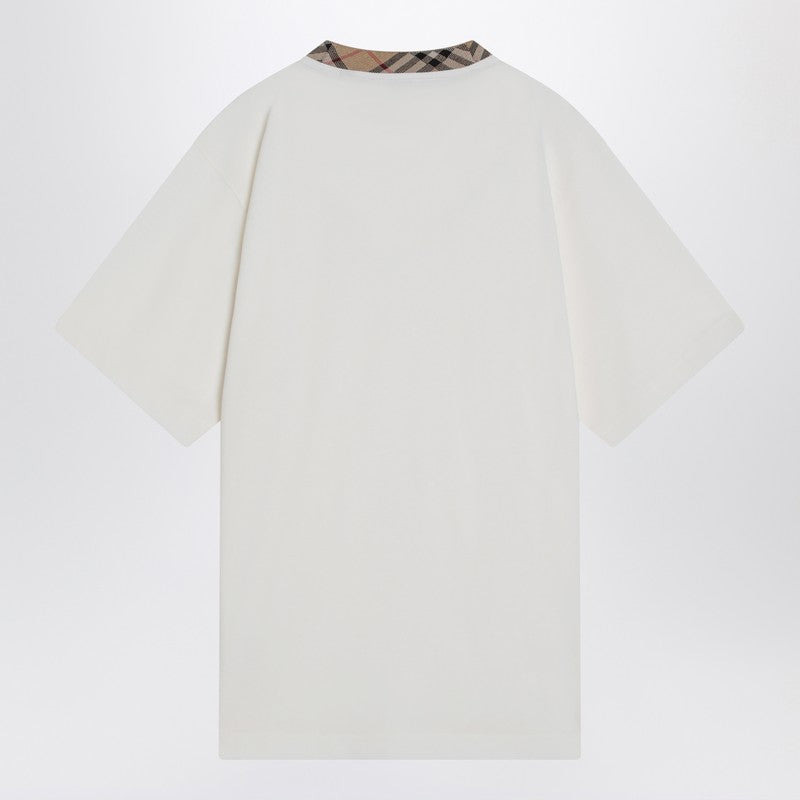 Burberry White Cotton T-Shirt With Check Finishes Men - 2